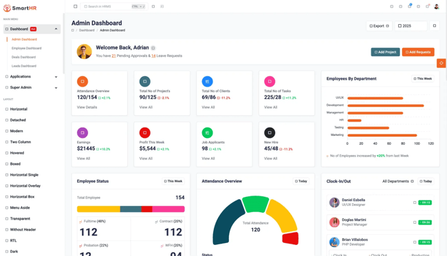 html5 admin dashboard template, smarthr